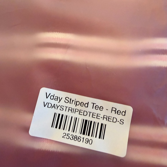 PARKE Women's Red and Pink Striped Short Sleeve Tee Shirt Valentine Collection - Picture 2 of 8